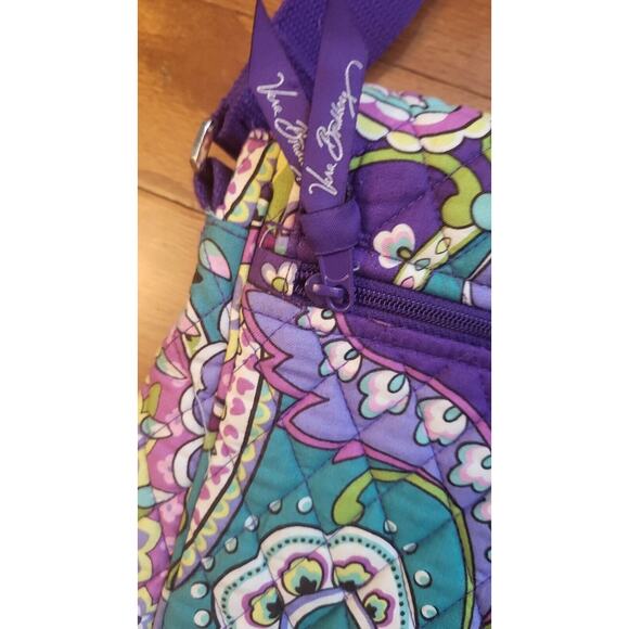 Vera Bradley Bag Messenger/Computer Bag Purple & Aqua Floral Pattern - Picture 6 of 16
